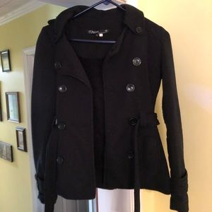 Double breasted faux wool peacoat